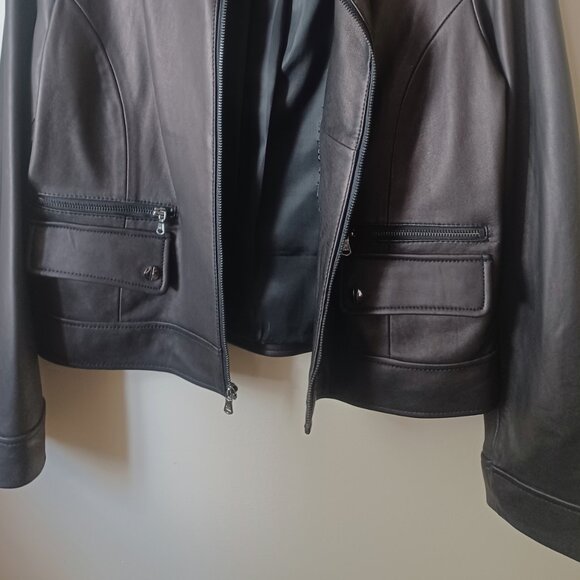 Kenneth Cole Reaction Leather Moto Jacket - Women's L - Black - Picture 5 of 12